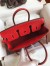 Hermes Birkin 25 Retourne Handmade Bag In Red Lizard Leather