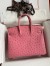 Hermes Birkin 25 Retourne Handmade Bag In Pink Ostrich Leather