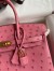 Hermes Birkin 25 Retourne Handmade Bag In Pink Ostrich Leather