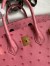 Hermes Birkin 25 Retourne Handmade Bag In Pink Ostrich Leather