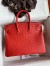 Hermes Birkin 25 Retourne Handmade Bag In Red Ostrich Leather