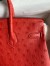 Hermes Birkin 25 Retourne Handmade Bag In Red Ostrich Leather