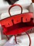 Hermes Birkin 25 Retourne Handmade Bag In Red Ostrich Leather