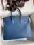 Hermes Birkin 25 Retourne Handmade Bag In Deep Blue Swift Calfskin