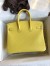 Hermes Birkin 25 Retourne Handmade Bag In Lime Swift Calfskin