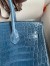 Hermes Birkin 30 Handmade Bag In Blue Tempete Crocodile Niloticus Shiny Skin