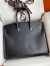 Hermes Birkin 35 Retourne Handmade Bag In Black Box Calfskin