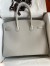 Hermes Birkin 35 Retourne Handmade Bag in Pearl Grey Epsom Calfskin