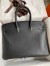 Hermes Birkin 35 Retourne Handmade Bag in Black Swift Leather
