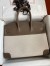 Hermes Birkin 35 Handmade Bag In Toile & Taupe Clemence Leather 
