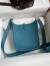 Hermes Evelyne Mini Handmade Bag in Blue Jean Clemence Leather