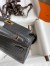 Hermes Kelly Mini II Sellier Handmade Bag In Graphite Matte Alligator Leather