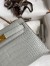 Hermes Kelly Mini II Sellier Handmade Bag In Pearl Grey Matte Alligator Leather