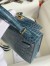 Hermes Kelly Mini II Sellier Handmade Bag In Blue Jean Shiny Alligator Leather