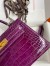 Hermes Kelly Mini II Sellier Handmade Bag In Purple Shiny Alligator Leather