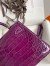 Hermes Kelly Mini II Sellier Handmade Bag In Purple Shiny Alligator Leather