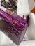 Hermes Kelly Mini II Sellier Handmade Bag In Purple Shiny Alligator Leather