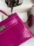 Hermes Kelly Mini II Sellier Handmade Bag In Rose Scheherazade Shiny Alligator Leather