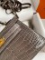 Hermes Kelly Mini II Sellier Handmade Bag In Gris Tourterelle Shiny Alligator Leather