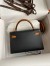 Hermes Kelly Mini II Sellier Bicolor Handmade Bag in Black and Gold Epsom Calfskin