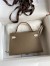 Hermes Kelly Mini II Sellier Bicolor Handmade Bag in Taupe and Craie Epsom Calfskin