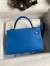Hermes Kelly Mini II Sellier Handmade Bag In Blue Hydra Chevre Mysore Leather 