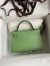 Hermes Kelly Mini II Sellier Handmade Bag In Vert Criquet Chevre Mysore Leather