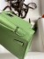 Hermes Kelly Mini II Sellier Handmade Bag In Vert Criquet Chevre Mysore Leather