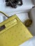 Hermes Kelly Mini II Sellier Handmade Bag In Lime Ostrich Leather