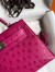 Hermes Kelly Mini II Sellier Handmade Bag In Rose Red Ostrich Leather