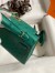 Hermes Kelly Mini II Sellier Handmade Bag In Vert Vertigo Ostrich Leather
