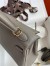 Hermes Kelly Retourne 25 Handmade Bag In Etain Clemence Leather