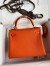 Hermes Kelly Retourne 25 Handmade Bag In Orange Clemence Leather