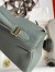 Hermes Kelly Retourne 25 Handmade Bag In Vert Amande Clemence Leather