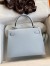 Hermes Kelly Sellier 25 Handmade Bag In Blue Brume Epsom Calfskin