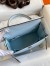 Hermes Kelly Sellier 25 Handmade Bag In Blue Brume Epsom Calfskin