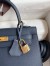 Hermes Kelly Sellier 25 Handmade Bag In Blue Indigo Epsom Calfskin