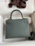 Hermes Kelly Sellier 25 Handmade Bag In Vert Amande Epsom Calfskin
