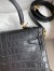 Hermes Kelly Retourne 25 Handmade Bag In Black Crocodile Niloticus Matte Skin