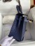 Hermes Kelly Sellier 25 Handmade Bag In Blue Iris Ostrich Leather