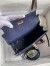 Hermes Kelly Sellier 25 Handmade Bag In Blue Iris Ostrich Leather