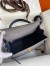 Hermes Kelly Sellier 25 Bicolor Bag in Gris Agate and Blue Ostrich Leather