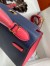 Hermes Kelly Sellier 28 Bicolor Bag in Blue Saphir and Rose Lipstick Epsom Calfskin