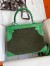 Hermes Kelly 28 Ghillies Grizzly Bag in Bambou Evercolor and Olive Veau Doblis