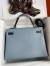 Hermes HSS Kelly 32 Bicolor Bag in Blue Lin and Blue Clemence Leather