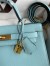 Hermes Kelly Sellier 32 Handmade Bag Blue Atoll Black Epsom Calfskin 