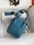 Hermes Mini Lindy Handmade Bag In Blue Jean Clemence Leather