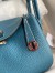 Hermes Mini Lindy Handmade Bag In Blue Jean Clemence Leather