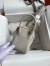 Hermes Mini Lindy Handmade Bag In Pearl Grey Clemence Leather 