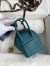 Hermes Mini Lindy Handmade Bag In Vert Bosphore Clemence Leather